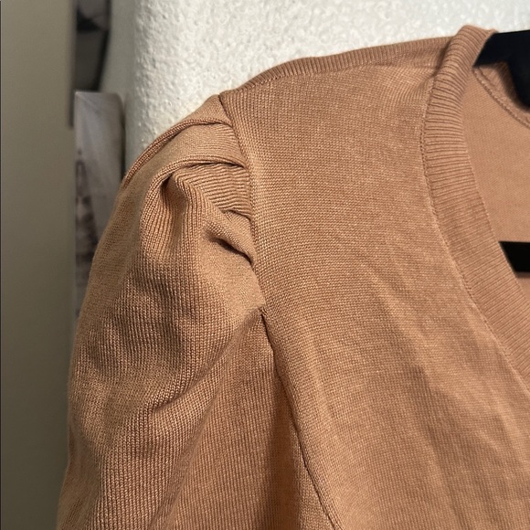 Tan and Black Striped V-Neck Sweater - Picture 3 of 5